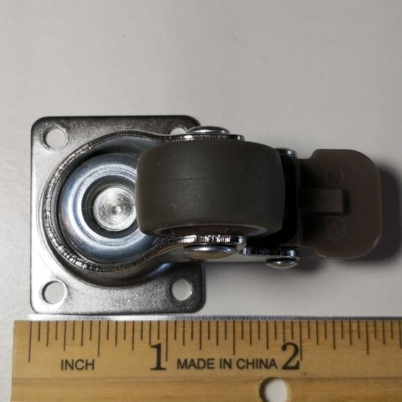 4pc soft rubber small locking caster wheels. 1". JGJC for furniture. Tiny lock - Picture 10 of 13